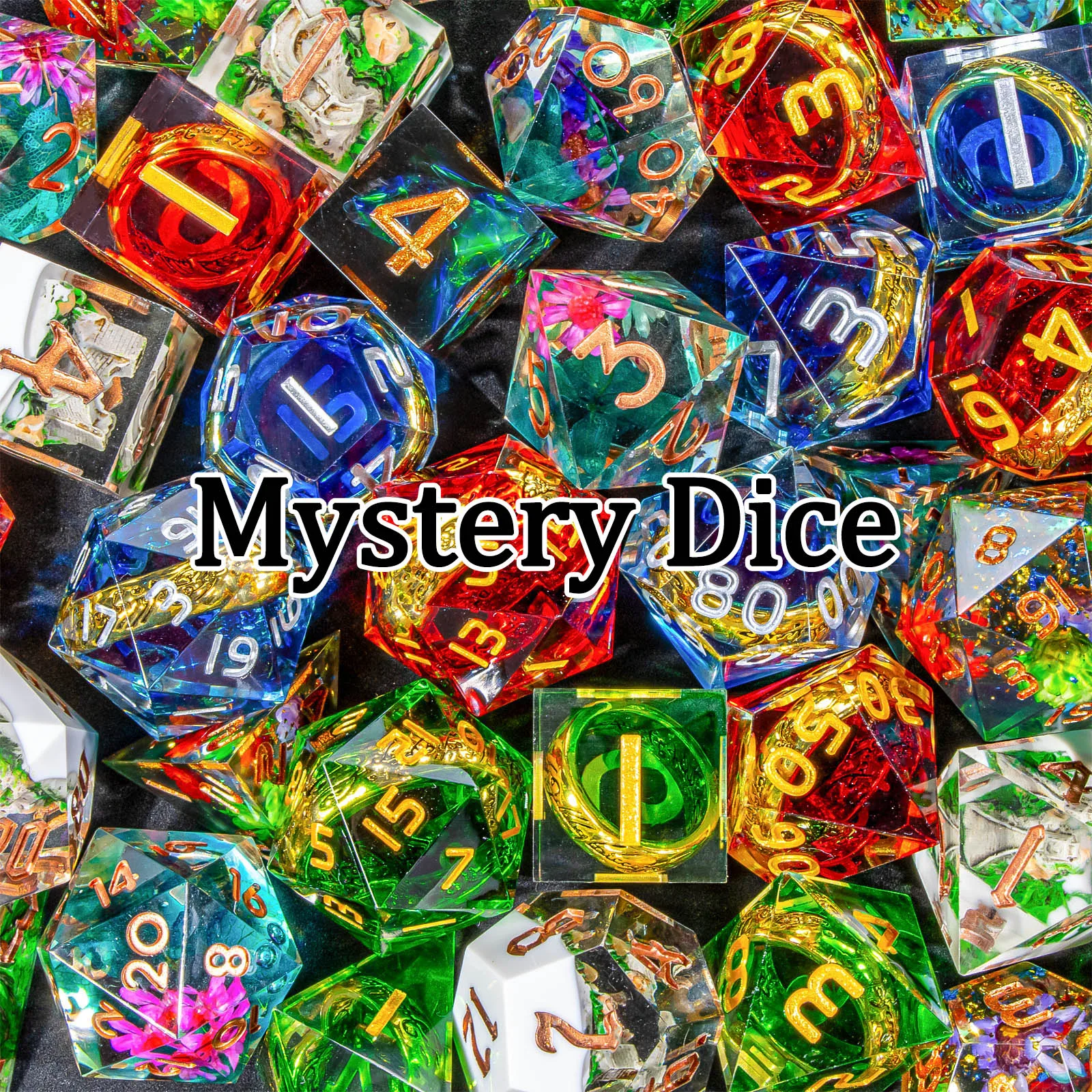 مجموعة نرد متعددة السطوح من Mystery DND للعب الأدوار، حافة حادة أو نرد D&D معدني D20 D12 D10 D8 D6 D4 الزنزانة والتنين #3