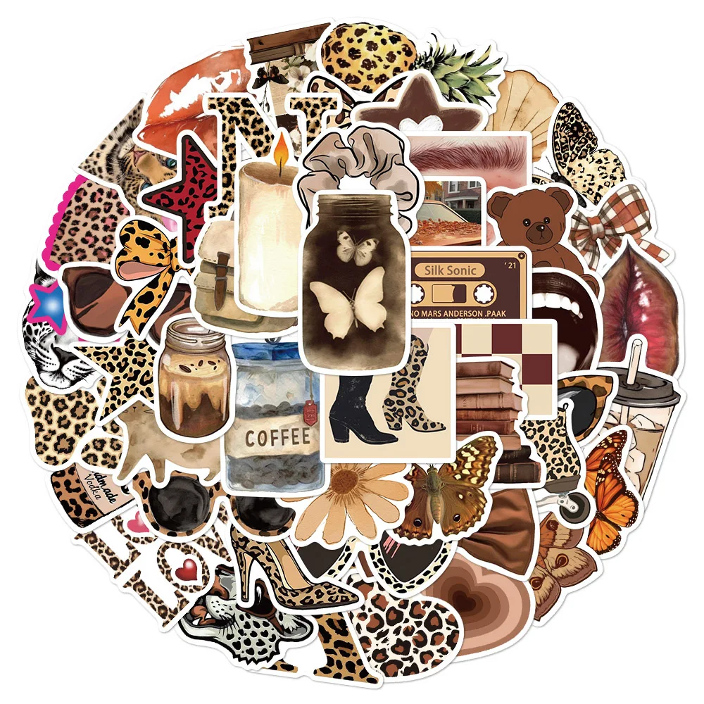 10/30/50PCS Cartoon The It Girl Leopard Print Fashion Sticker DIY Decoration PVC Waterproof Skateboard Notebook Graffiti Toy