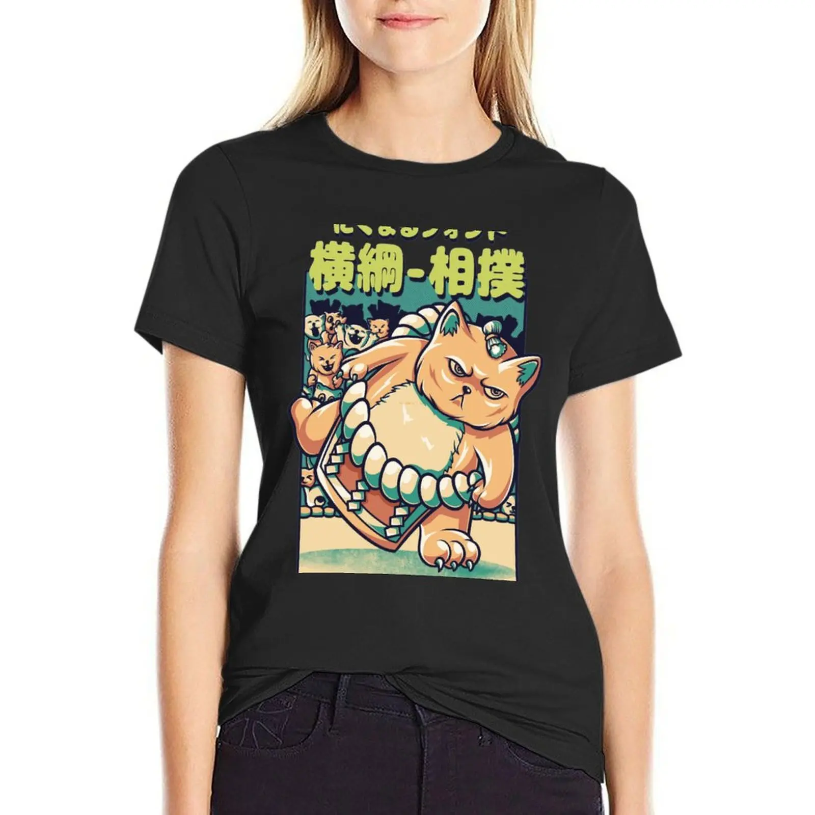 

Sumo Cat T-Shirt anime anime clothes workout shirts for Women