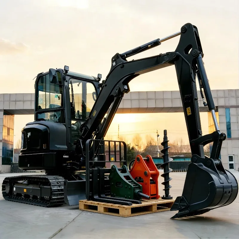 1.8 Ton Hydraulic Mini Digger Rubber Track Electric Start for Farmland Renovation Indoor Construction Jobs