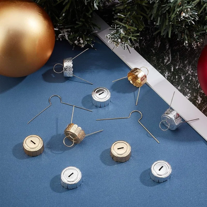 200 Pcs Round Ornament Cap Aluminum Christmas Ornament Cap Replacement Hangers Caps for Glass Porcelain Ceramic Christmas DIY
