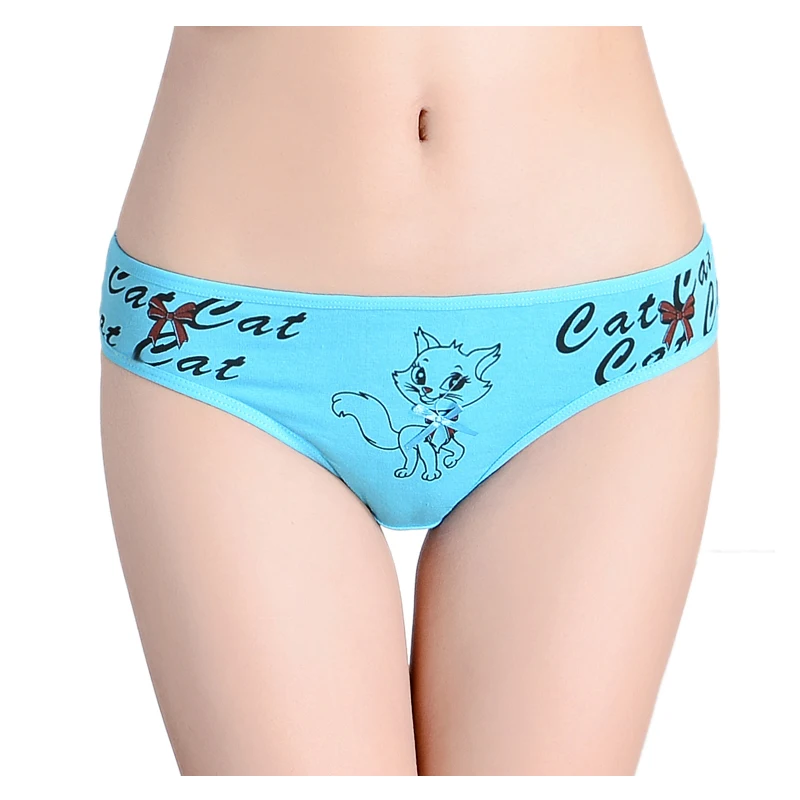 5 Pcs/set Sexy Thong for Women Girls Cotton G-Strings Ladies Panties,Cute Cat Print Thongs