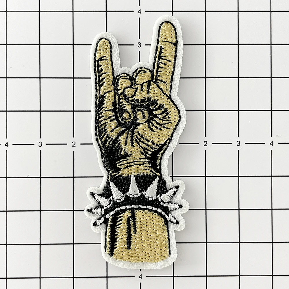 Rock Gesture Band Iron on Patches Cloth Badge Mend Decorate Patch Clothes Apparel Sewing Decoration Applique Cover Repair Hole