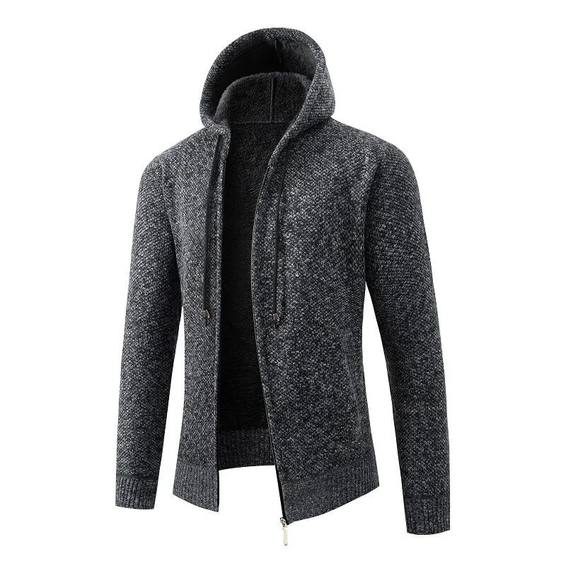 

Autumn Winter Knitted Hooded Cardigan Men's Long Sleeve Casual Basic Knitted Jacket Comfortable Social Sweatercoat Men Clothing