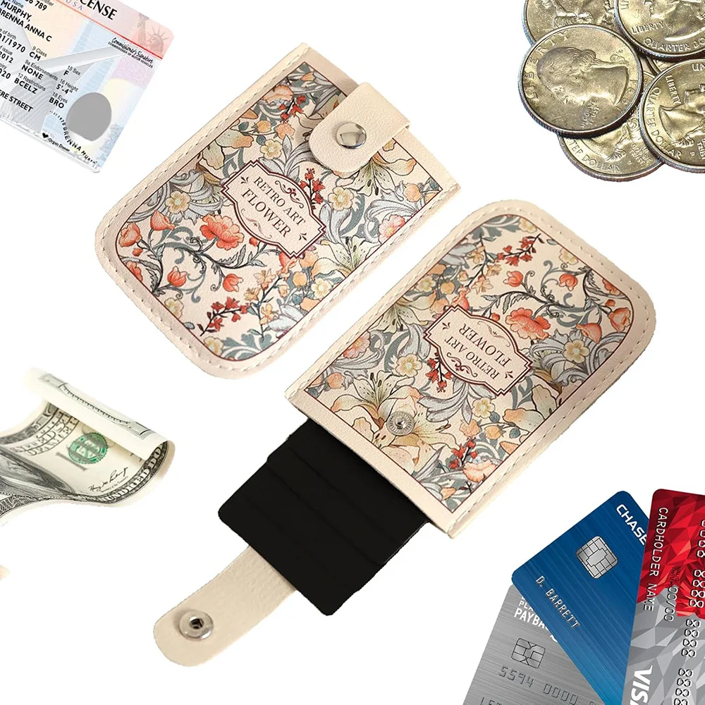 محفظة بطاقات صغيرة مغلفة مغلفة، نوع قابل للسحب، حافظة بطاقات الائتمان، حافظة بطاقات العمل، حامل بطاقات الهوية البلاستيكية الذي يحجب RFID #5