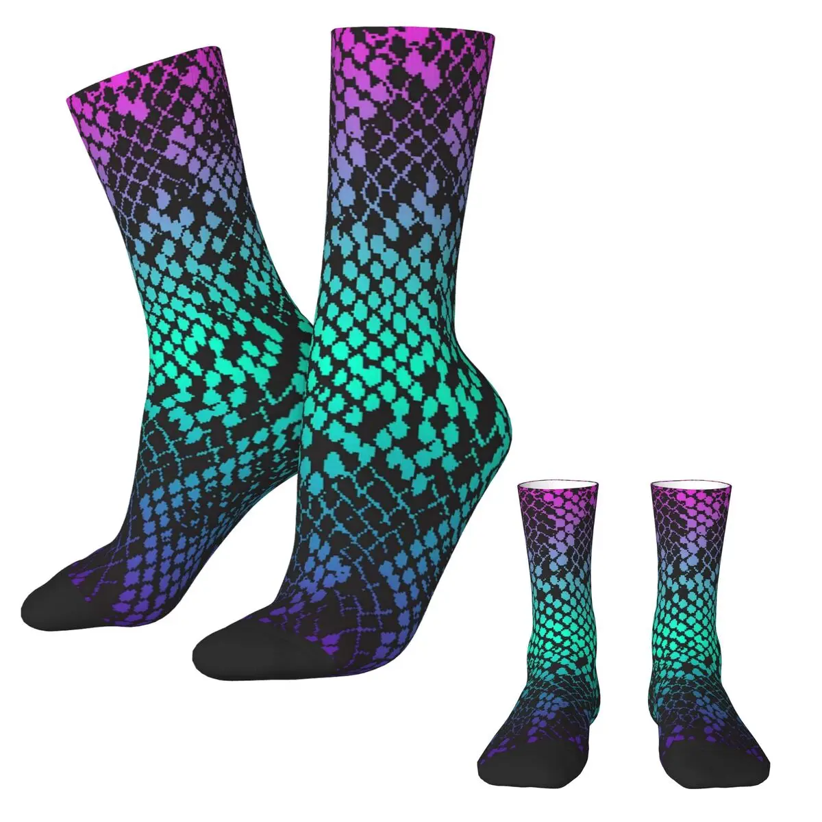 Multi-Color Snakeskin Socks Colorful Print Kawaii Stockings Ladies Warm Soft Climbing Socks Winter Pattern Non Slip Socks