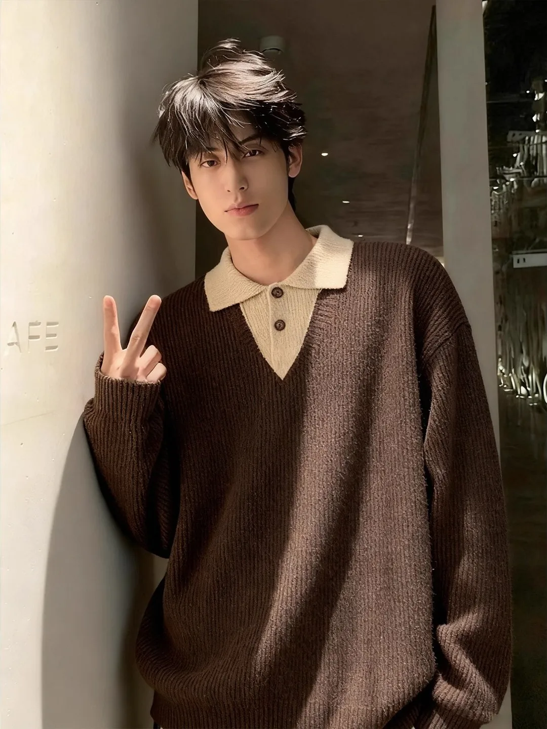 

Caramel American Sle Ne Knitted Sweater Men Women Autumn Winter irt Sweater High End Inner Wear Base irt