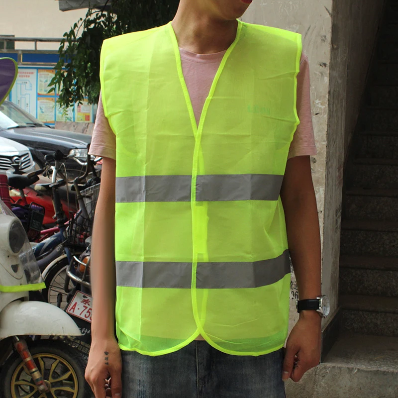 High Visibility Car Reflective Safety Ves Reflective Strip Jacket Vest Emergency Reflective Vest Fluorescent Mesh Gas Stations