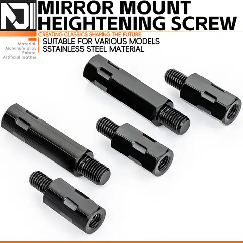 더 긴 확장 검은 오토바이 백미러 어댑터 M8 8mm M10 10mm 반 시계 방향 오른쪽 왼손 스레드 변경 나사