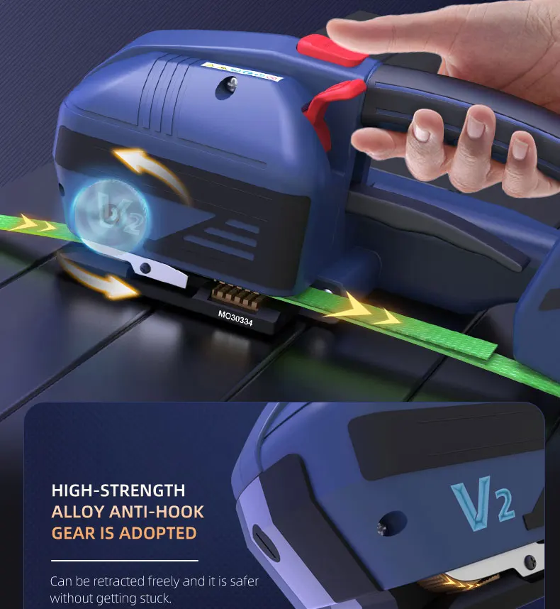 

V2 Automatic Strapping Machine Electric Packaging Tool Portable Hand-held Hot Melting Baler for 13-16mm PET/PP Strap Power Tools