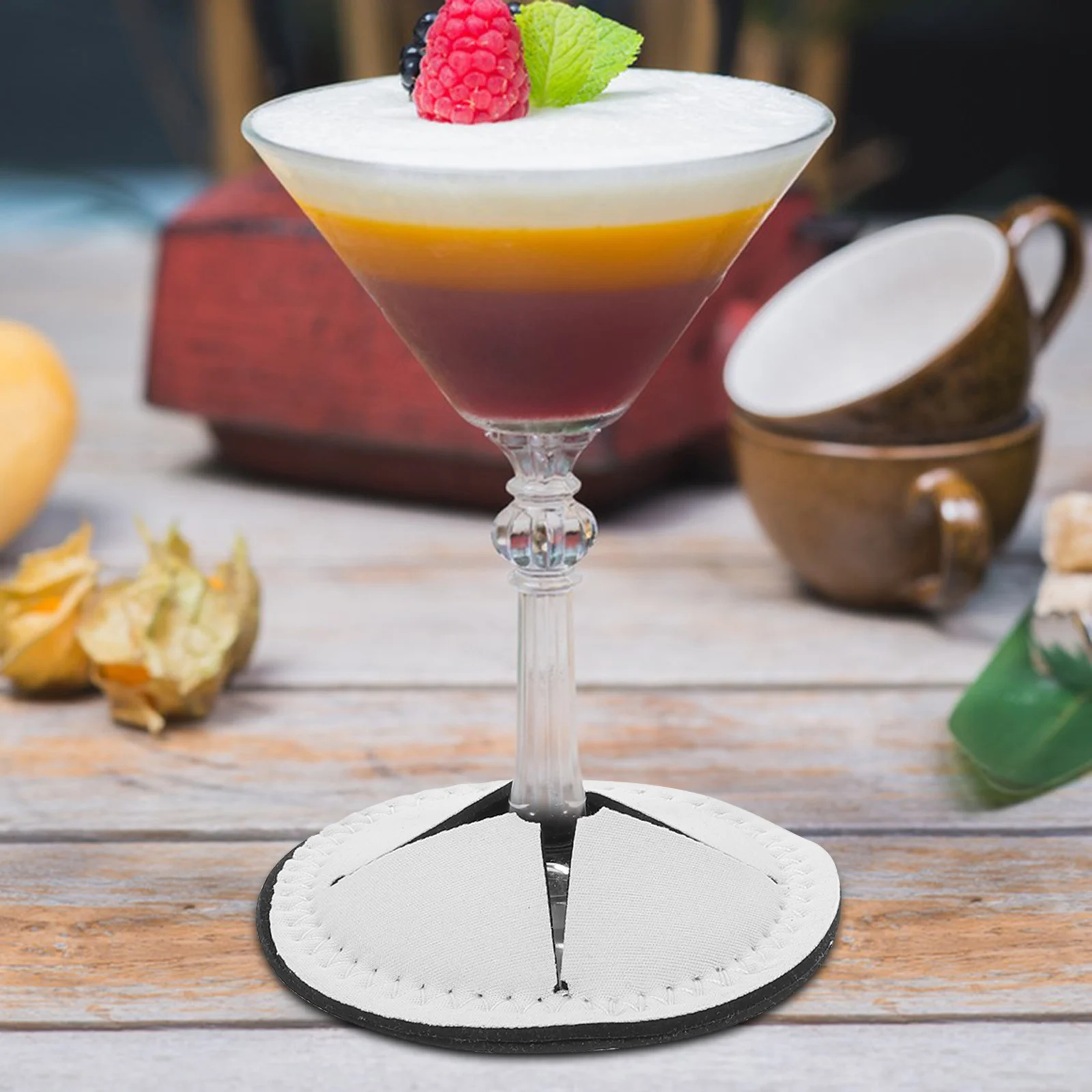 

4Pcs Heat Transfer Coasters DIY Blank Wine Cup Mats Anti Slip Round Sublimation Tableware Sublimation Coasters