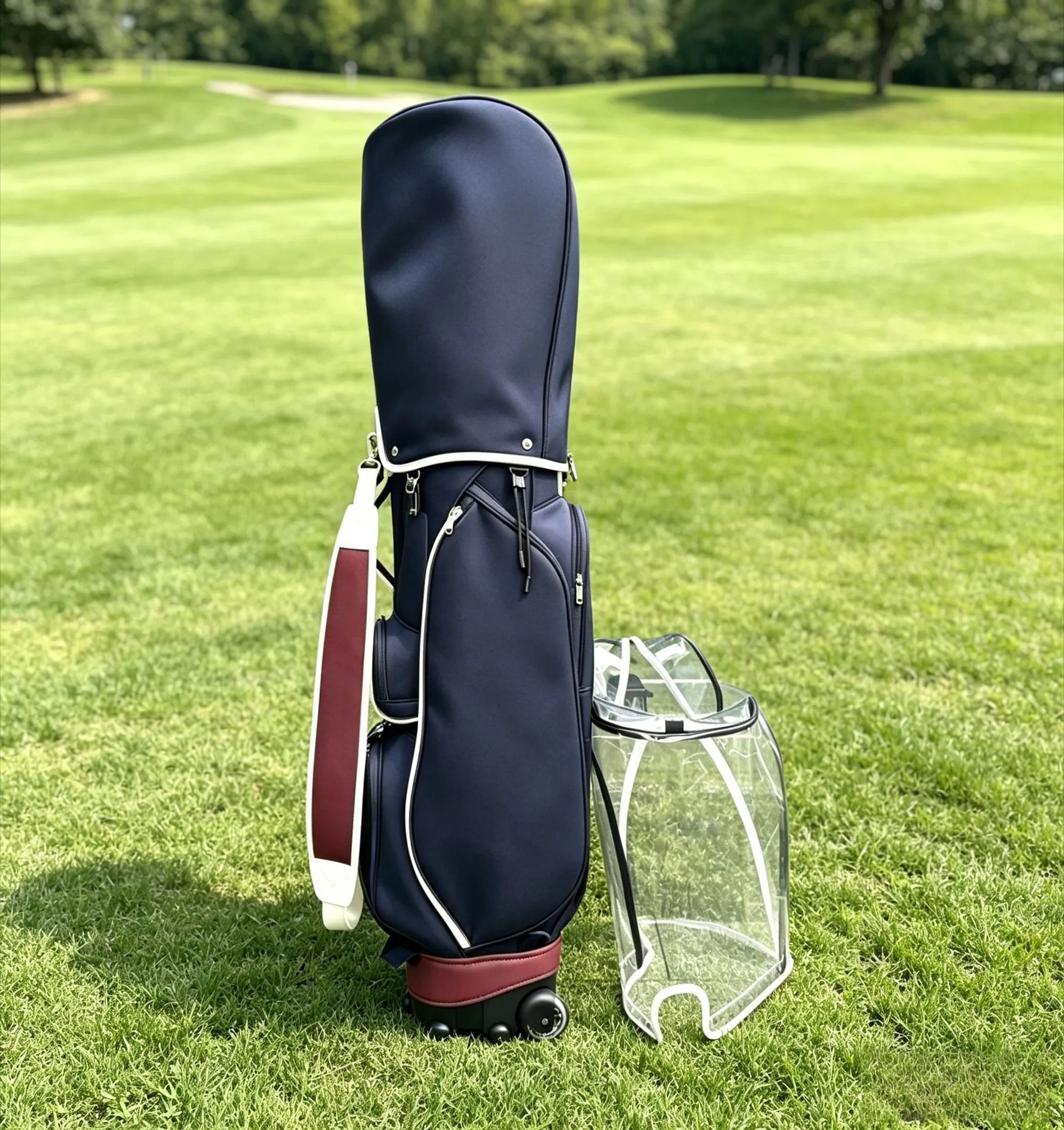 Practical Golf Trolley Bag With Wheels, Lightweight Large Capacity Golf Club Bag For Outdoor Sports Golf Travel Use