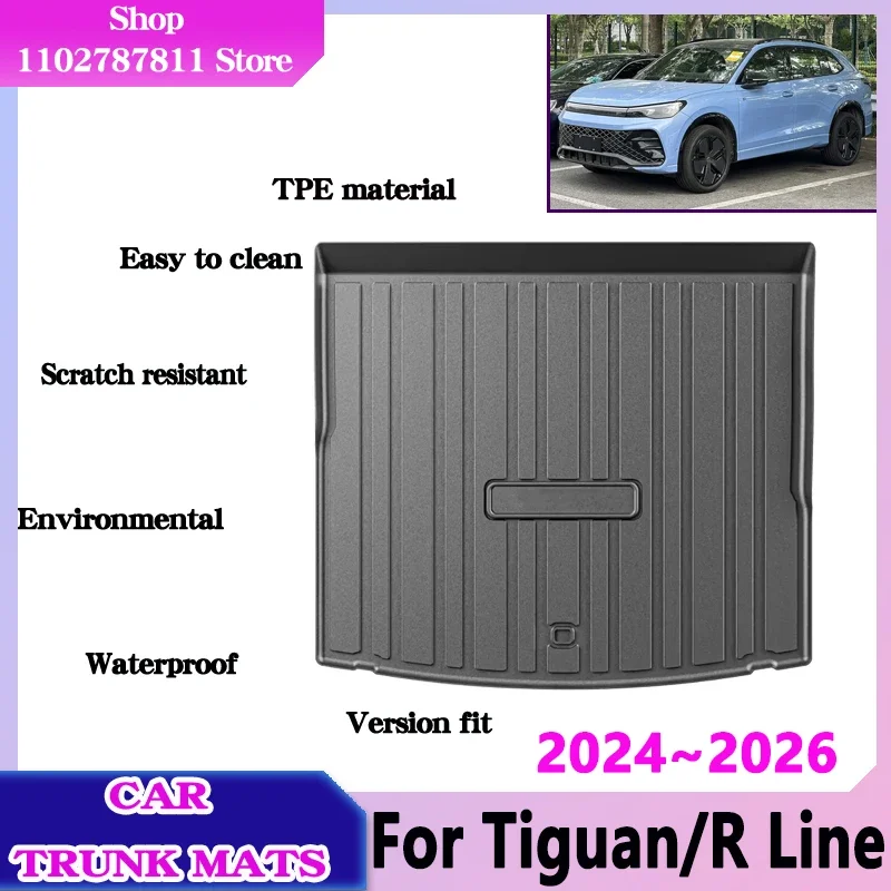 For Volkswagen VW Tiguan R Line 2024 2025 2026 LWB 5 Seats Car Trunk  Liner Tray TPE Material Protect Storage Pads Accessories