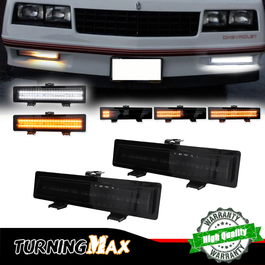 Dual-color LED Amber Sequential Front Turn Signal Lights w/ White DRL Driving Lights For 1981-1988 Monte Carlo SS 12V