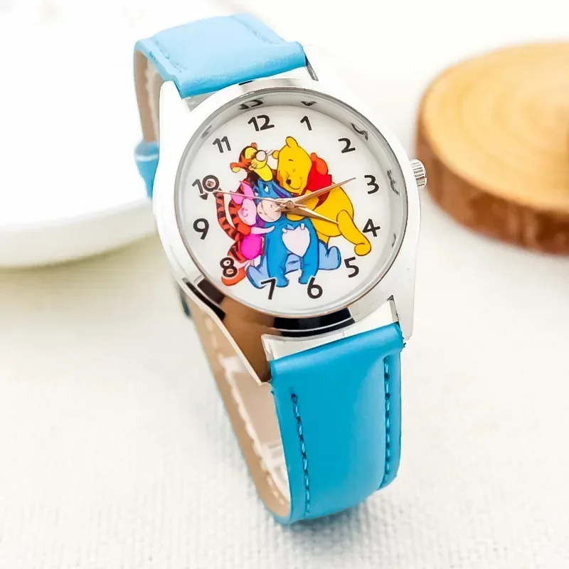 MINISO Disney Children's Watches Winnie Bear Tigger Piggy Pi Jie Yi Er Children's Watch Leather Band Glass Dial Watch