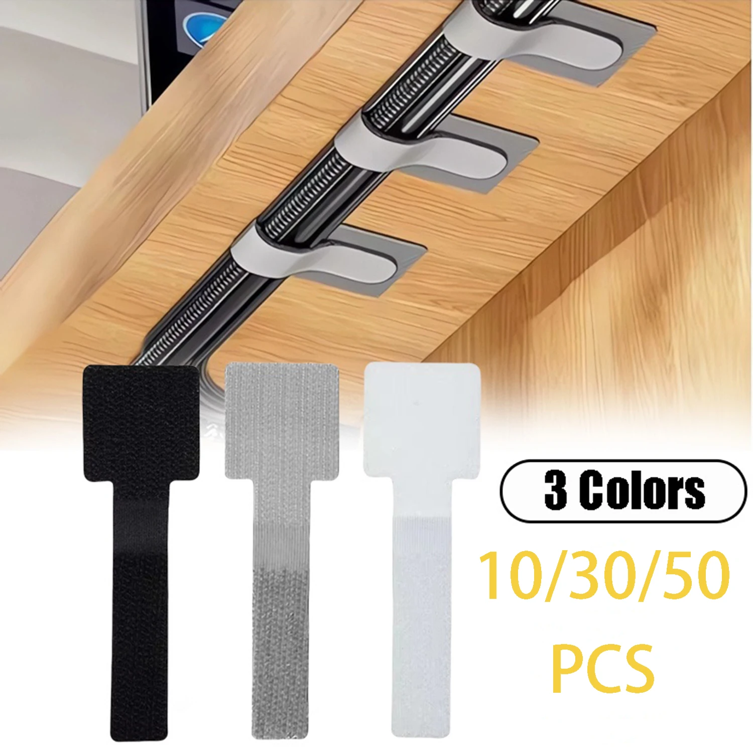 New Reusable Velcro Cable Ties: Self-Adhesive & Adjustable Cable Holder, Ideal as Desktop Cord Storage Organiser
