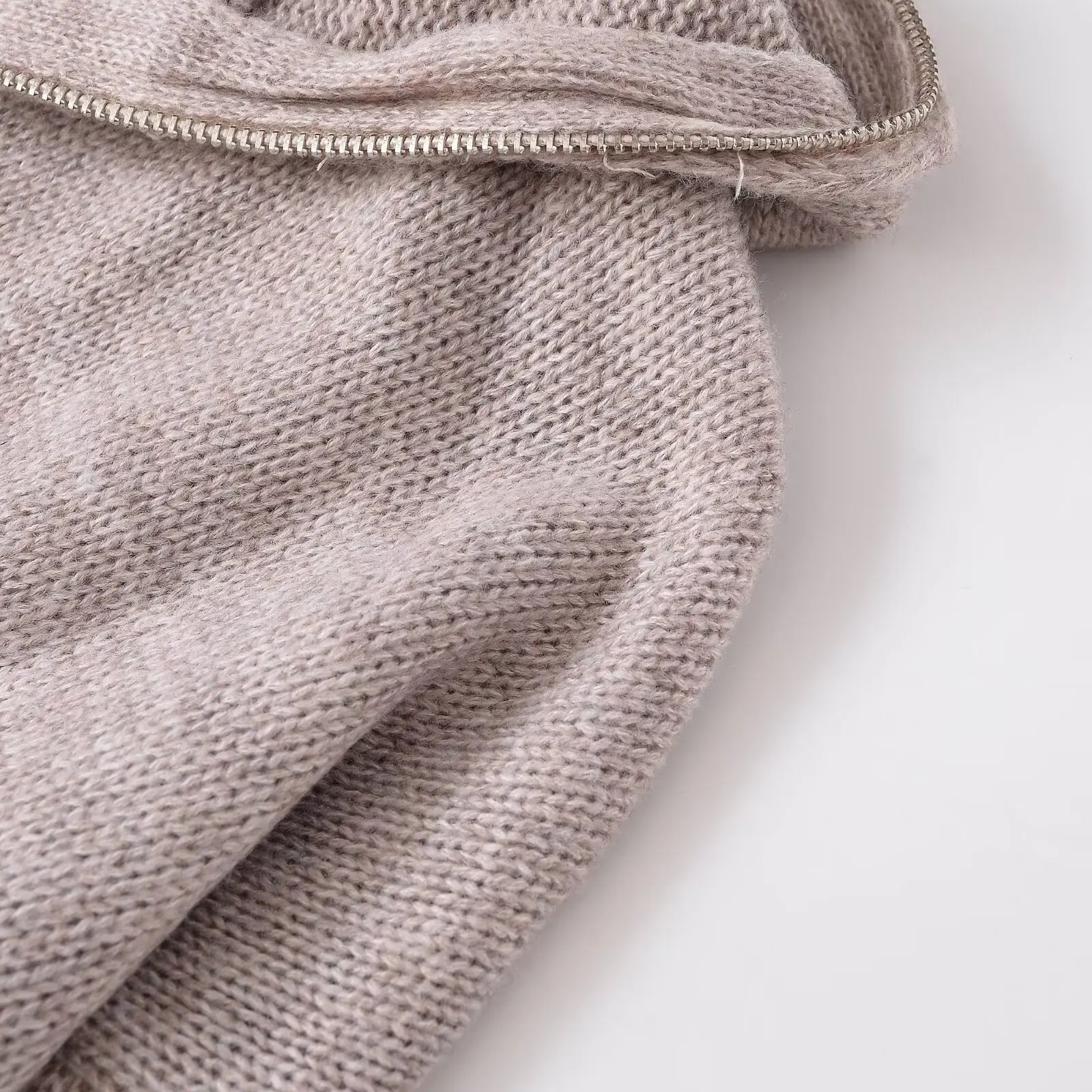 JNLEAOG Faionable Woolen Hooded Jaet Damen Street Sle Long Sve Reißverschluss Farbe Herbst Wintermantel