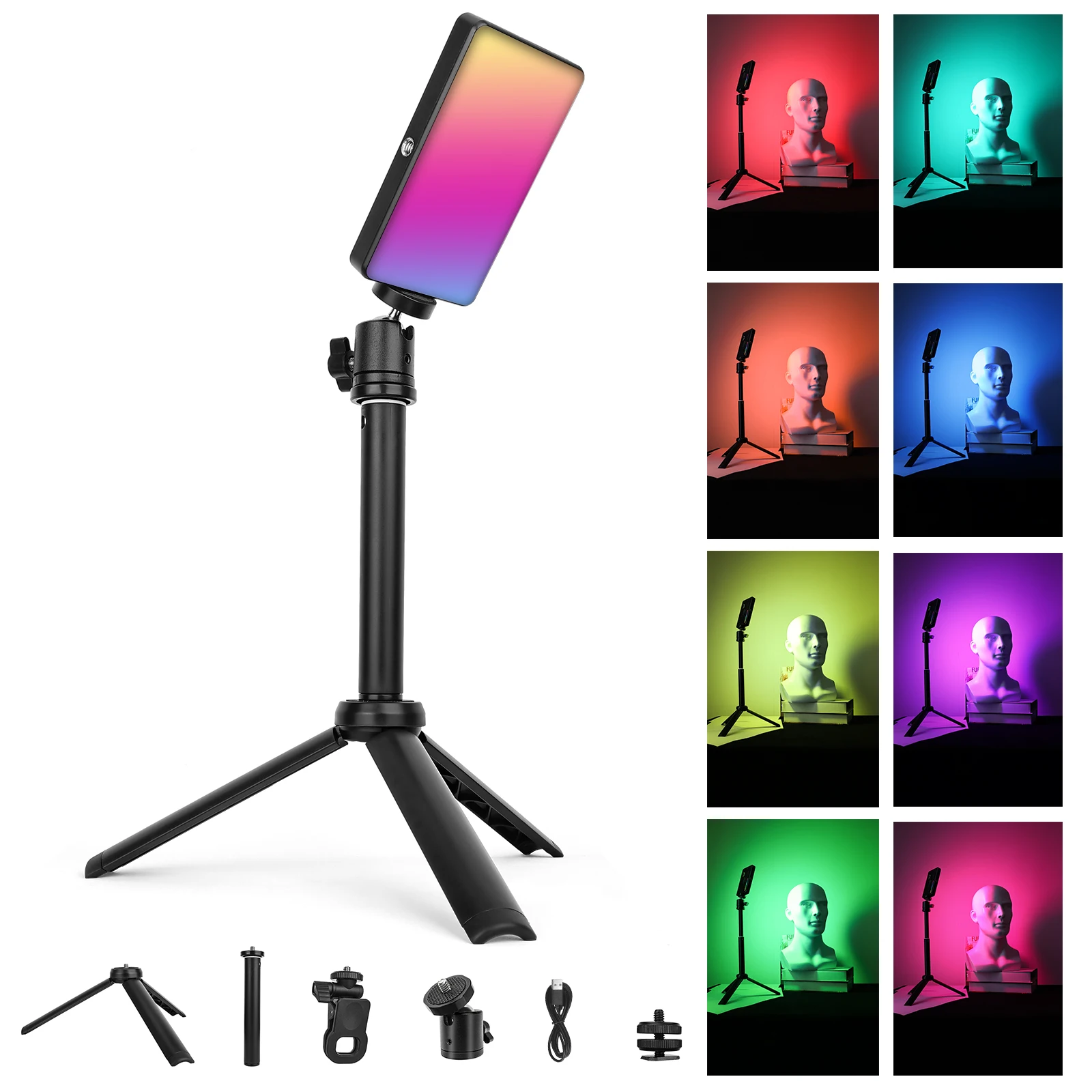 LUXCEO W140RGB Video Light with Tripod  Full Color Camera Lights Fill Lighting for Games /Livestreaming/Conference/Photography