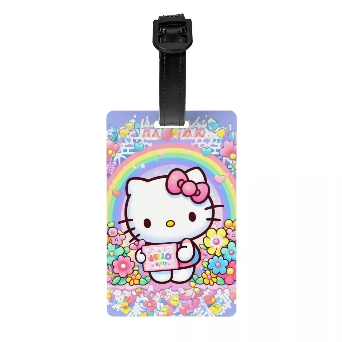 Benutzerdefinierte süße Cartoon-Katze Hello Kitty Gepäckanhänger mit Namenskarte, Sichtschutz, ID-Etikett für Reisetasche, Koffer