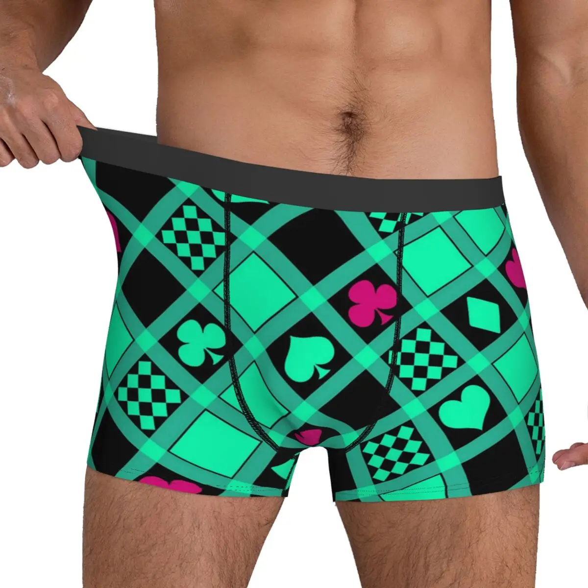 Casino Poker Cards Underwear Playing Card Males Shorts Briefs Elastic Trunk Trenky Design Plus Size Underpants