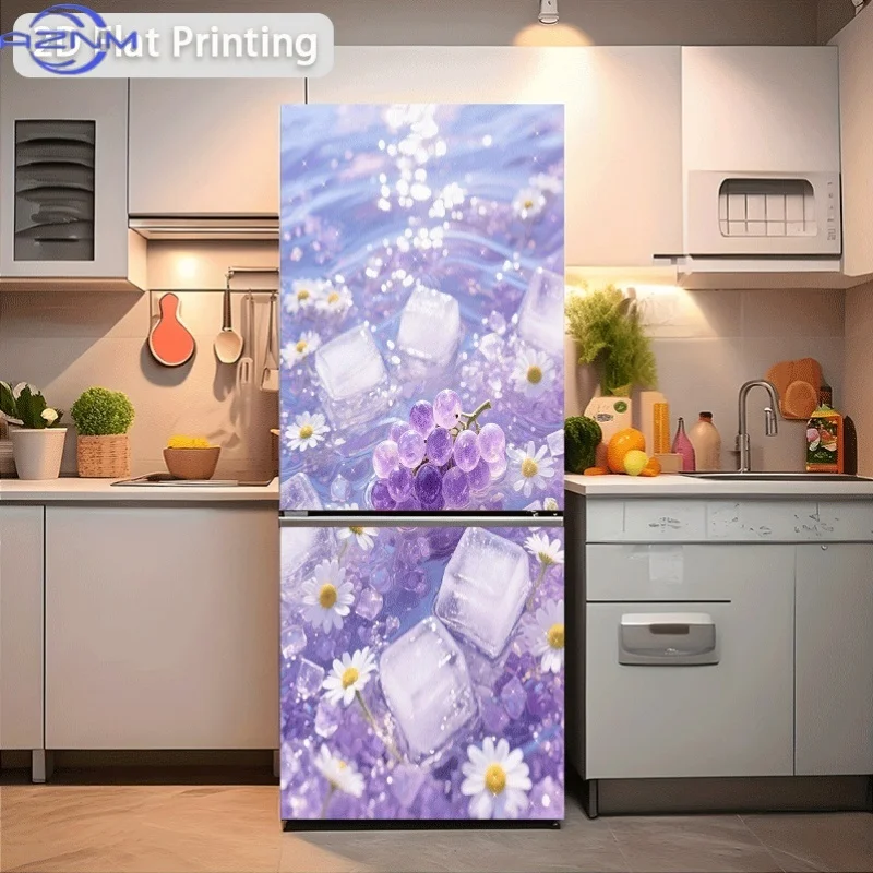 Large Self-Adhesive Sticker for Refrigerator And Wall Compatible with Cabinets - Contemporary Glossy Design / Cool Grape Lands