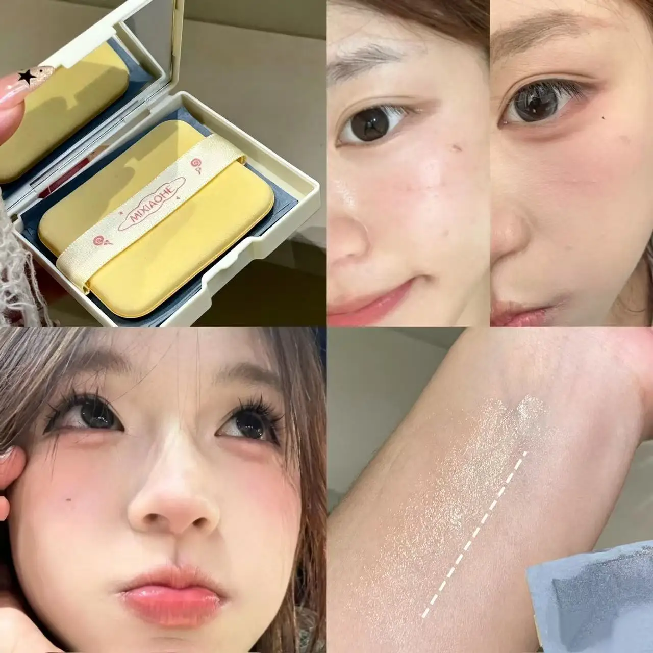 Mixiaohe Bamboo Charcoal Oil Absorbing Sheets with Mirror & Puff Absorb Oil Well Protect Makeup for Oily Skin Summer