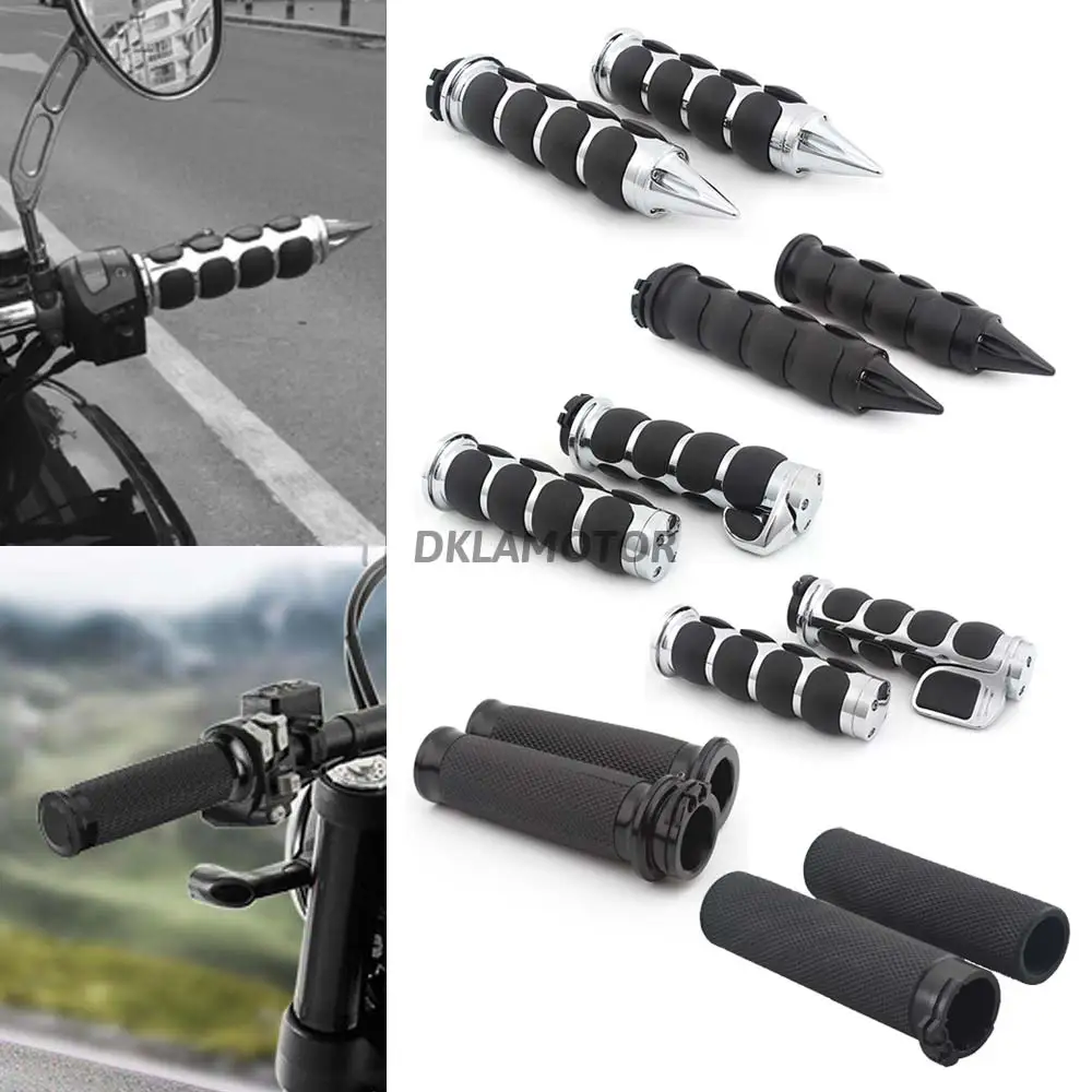 

Аксессуары для мотоциклов, 1 пара ручек 1 дюйм, хромированный/черный алюминий для Harley Davidson, все модели 1970-Up