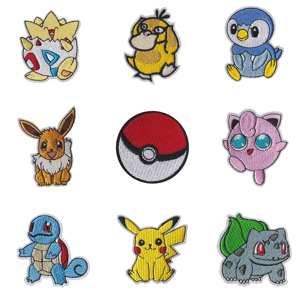 Anime Pikachu Cloth Patch Kawaii Clothes Cartoon Stickers Sew on Embroidery Patches Applique Iron on Clothing Cartoon Garment