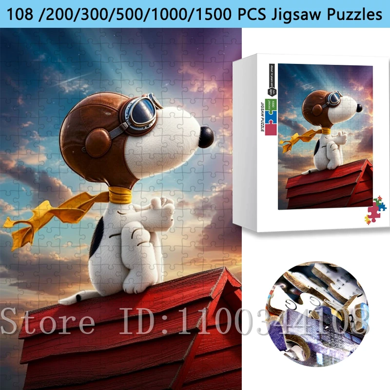 

108/200/300/500/1000/1500 Pieces Snoopy Jigsaw Puzzle Unique Gifts Stress Relief Toy, Home Wall Decor Artwork