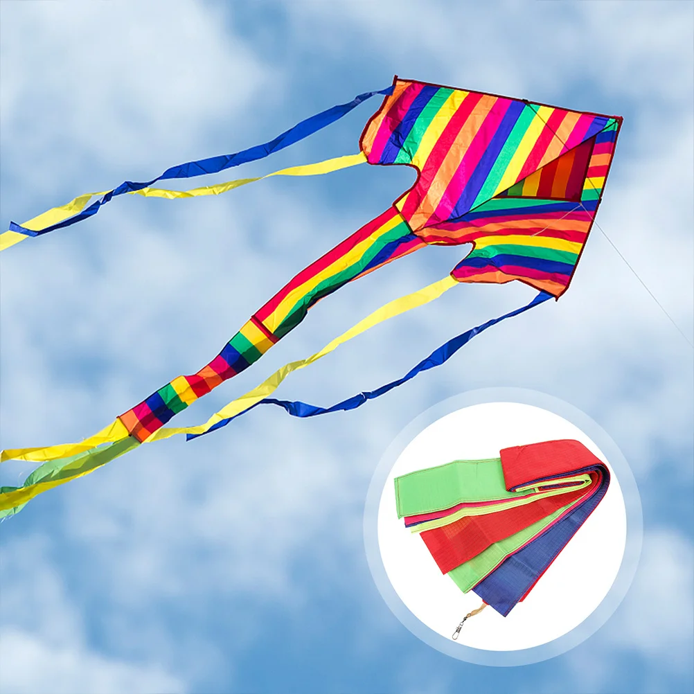 

2pcs Colorful Kite Long Tail Streamer Ribbon Decoration Outdoor Flying Games Kids Teens Rainbow Tail Kite Accessories Fabric