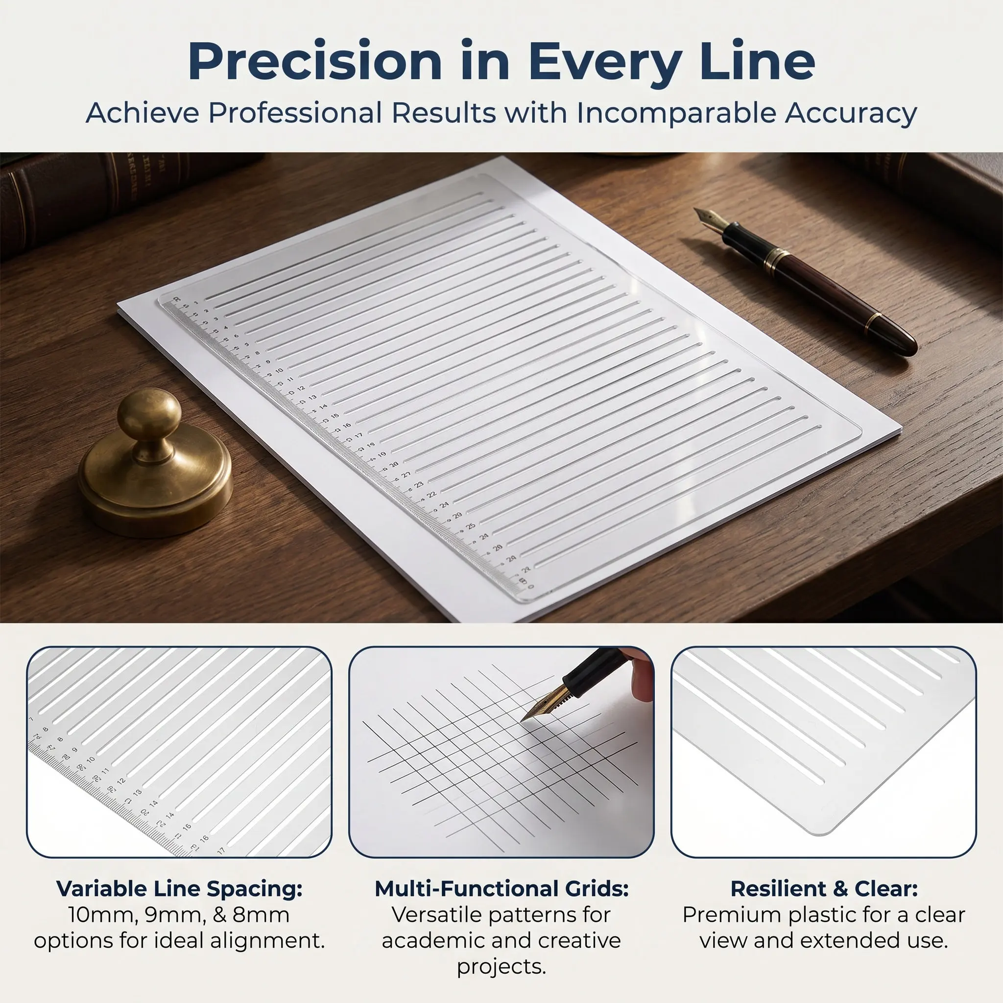 3Pcs Drawing Stencils Straight Line Template Plastic Rulers for Exam Calligraphy Journaling Drawing Supplies Tool