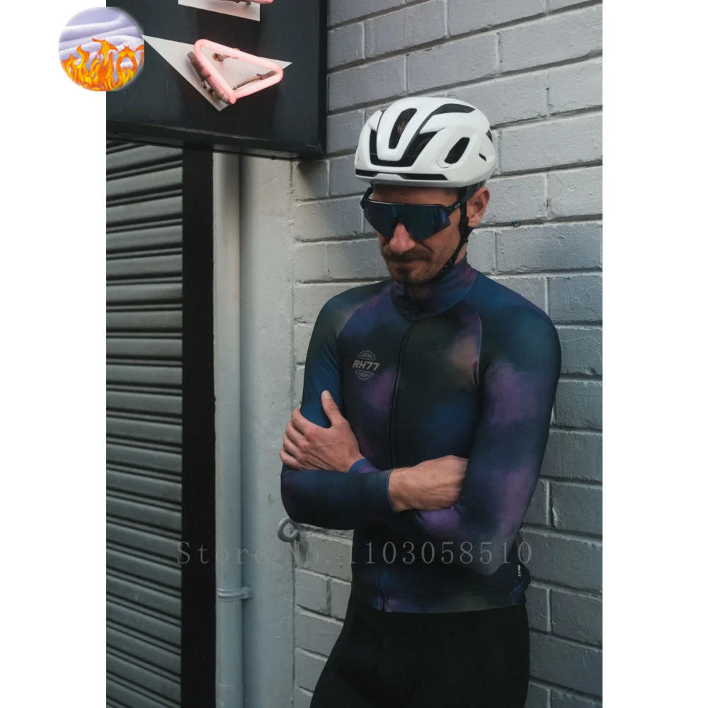 

Man Winter Long Sleeves Cycling Jersey Coat Outdoor Thermal Fleece Bicycle Cycling Clothing Bike Jersey MTB Road Bike Jacket