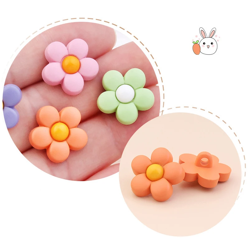 50Pcs Children\'s Buttons Flower Hand Sewing Buttons Crafts Buttons For Kids Shirt Dress Sweater Decor Sewing Accessories 15/18MM