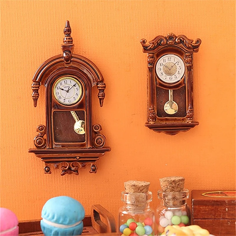 1:12 Dollhouse Miniature Wall Clock European Vintage Clock Furniture Model Decor Toy Doll House Accessories