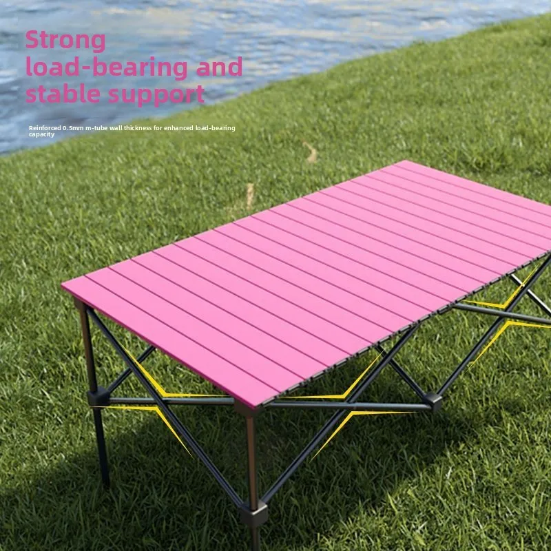 مجموعة طاولة وكرسي قابلة للطي في الهواء الطلق، معدات كشك التخييم المحمولة السميكة المحدثة، طاولة لف البيض، كرسي القمر