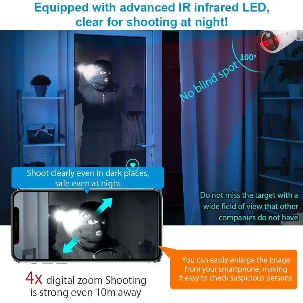 Hot Selling Wireless Wifi Camera Kit Detect Ip Outdoor Indoor 8ch Nvr Security Camera Night Vision Video Surveillance System