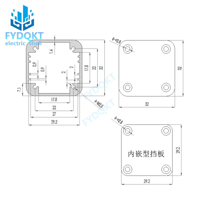 Aluminum alloy shell aluminum profile  split  industrial control exquisite square circuit board 80/100 x32x32mm