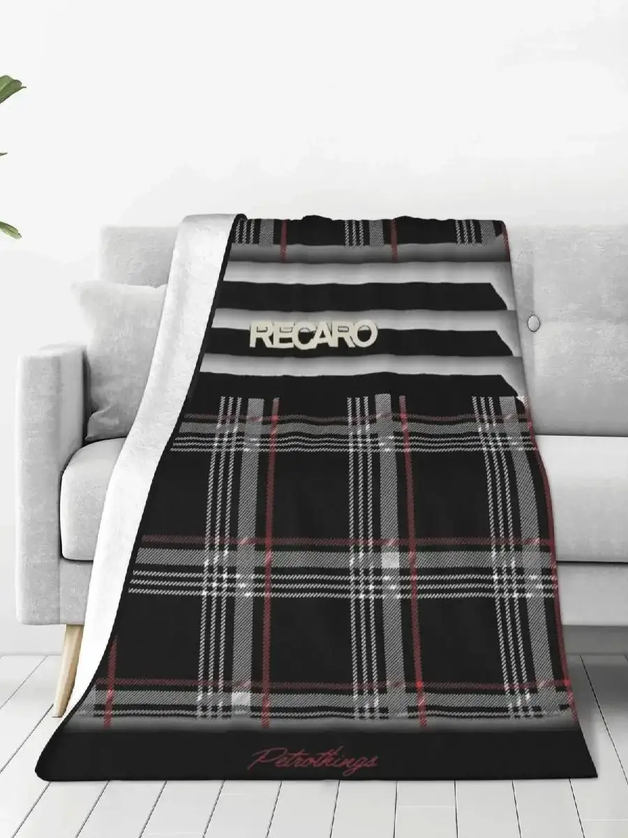 Recaro Houndstooth Lightweight Throw Blanket Fleece Textile for Bedding Office Comfortable Decor Plush Thin Quilt