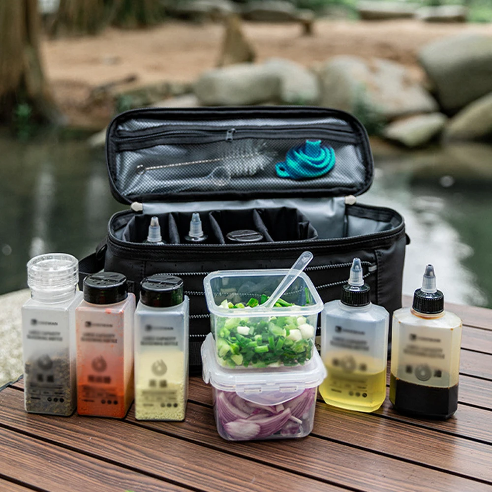 Outdoor Condiment Storage Bag Camping Seasoning Jars ​Storage Bag BBQ Picnic Cruet Storage Bag Multifunctional Storage Bag