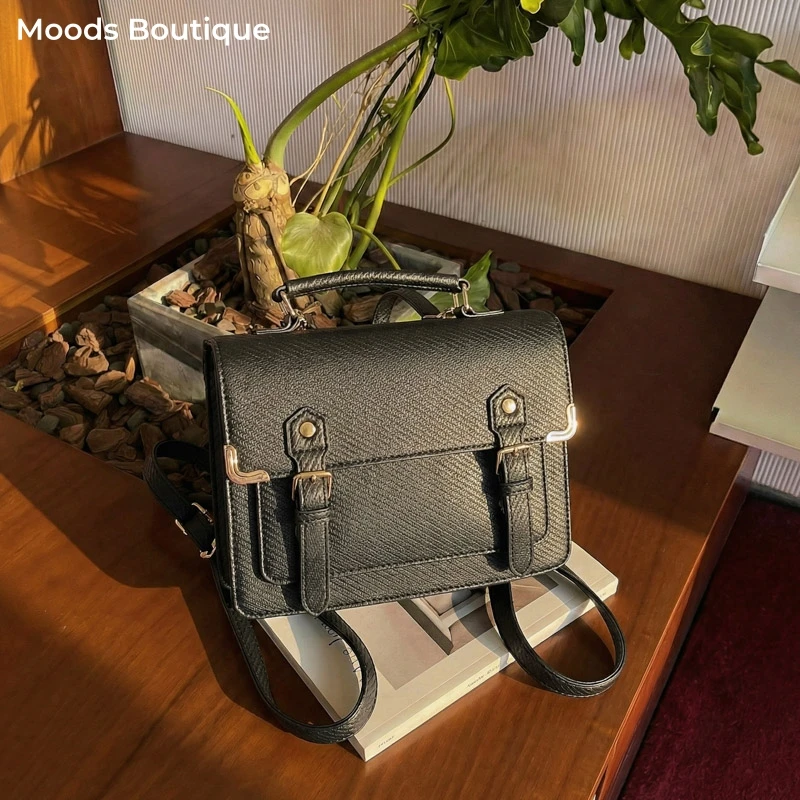 MOODS Simple Fashion Backpacks For Women Vegan Leather Solid Color Shoulder Cross Body Bag Casual Street Commuter Rucksack 2026