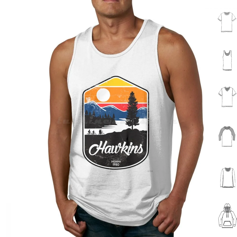 Hawkins Tank Tops Vest Sleeveless Hawkins Serie Geek Nerd Stranger Retro Eleven Demogorgon Netflix