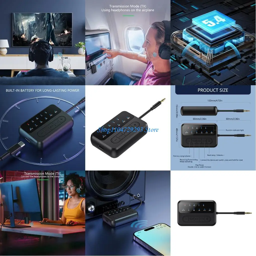 

Y2GD Dobule Mode BT5.4 5 4 Transmitter Receiver Supports AptxHD 1 to 2 Connection Stable 10M Ranges Auditory Adapter