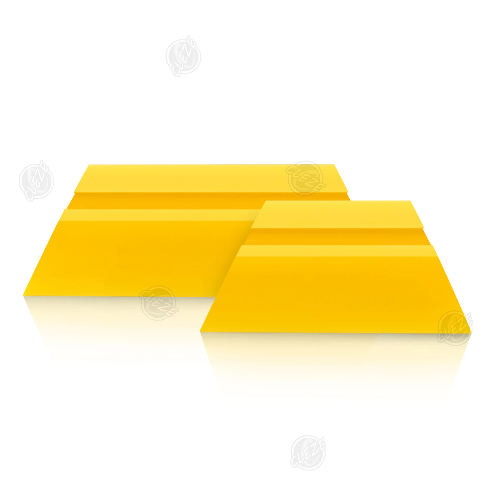 CLEZE 2PCS Yellow Trapezoid PPF Squeegee Replaceable TPU Blade Window Tint Vinyl Wrap Film Installation Scraper Tool