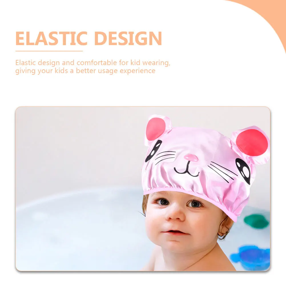 

2Pcs Kids Shower Caps Cartoon Elastic Bathing Hats Lightweight Portable Washable Bath Supplies for Toddlers Girls Boys