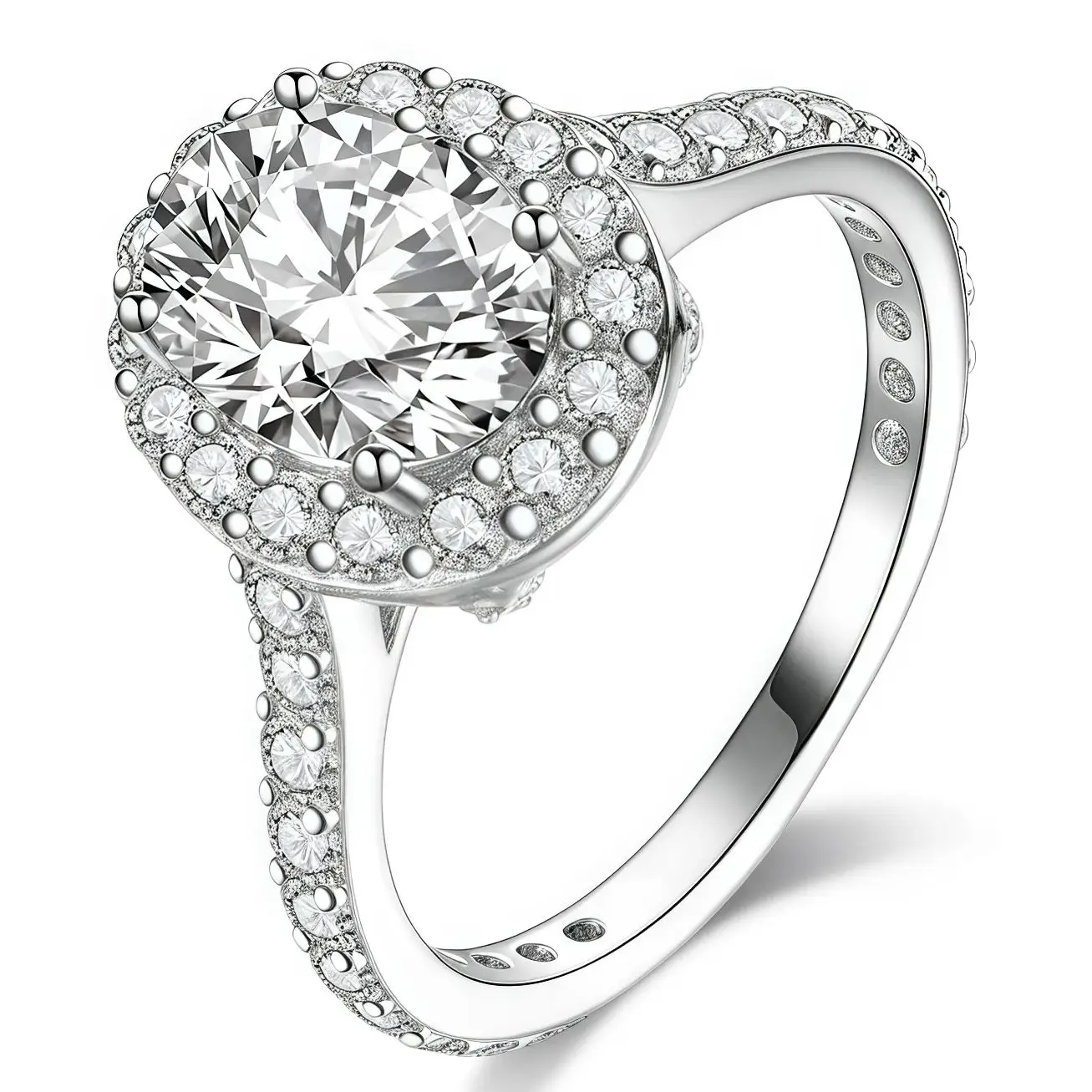 

ShanLover Brand 925 Sterling Silver Full Diamond Surface Wedding Ring Luxurious High-End Women Elegant Simple Fashion Jewelry