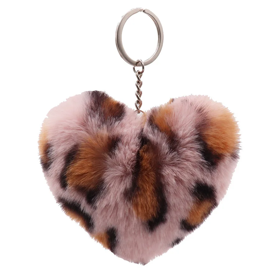 2020 Wholesale Leopard Print Love Plush Keychain Winter Ladies Bag Pendant Fashion All-match Hair Ball Car Pendant Small Gifts