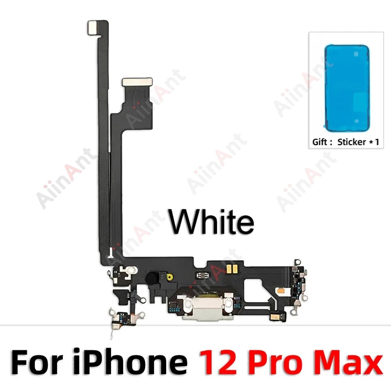 Waterproof Sticker + Flex For iPhone 13 12 11 Pro Max Plus mini Bottom USB Mic Dock Charger Connector Charging Port Flex Cable