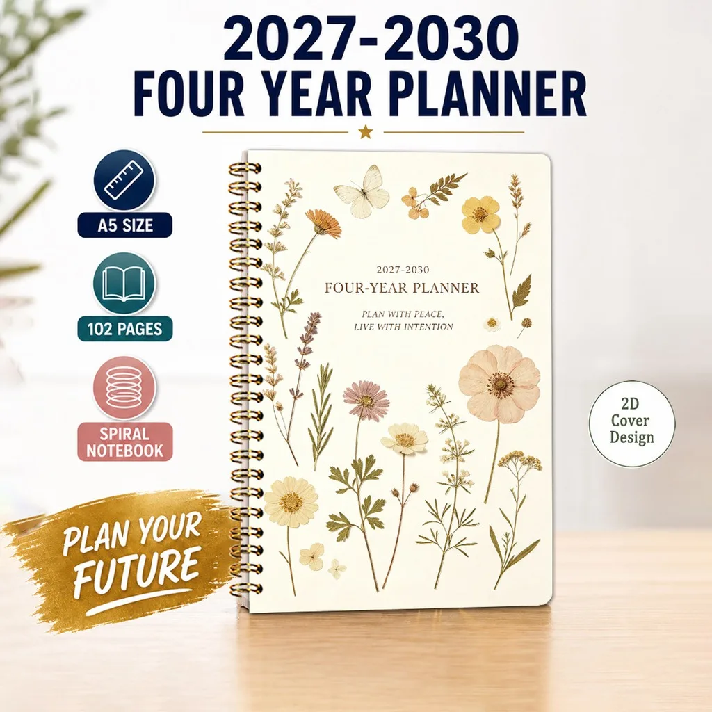 A5 2027-2030 Four-Year Planner Spiral Bound Personal Goal Management Portable Notebook Back To School Plan Gift