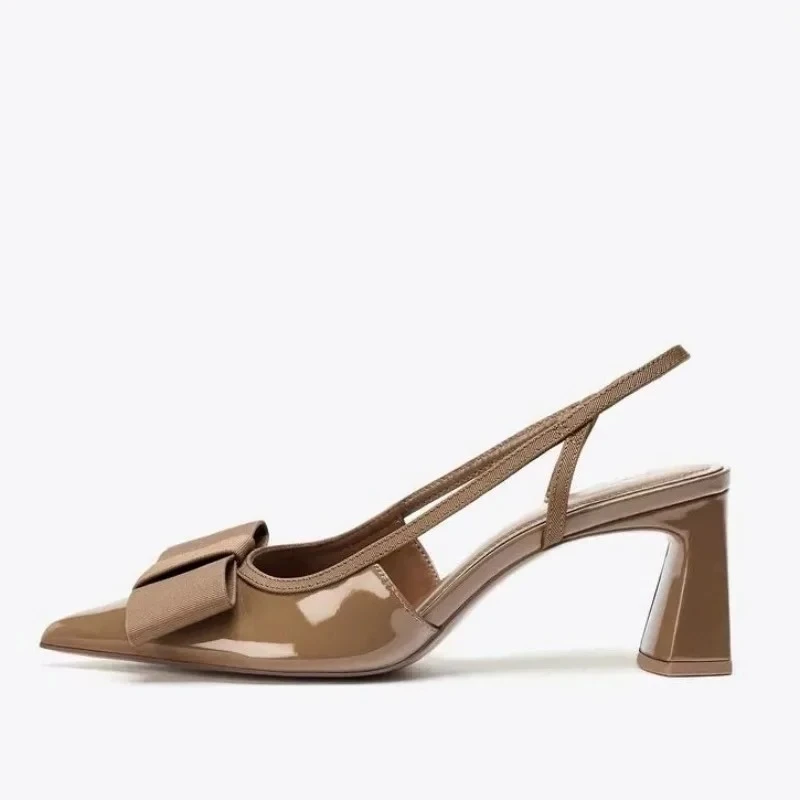 

Элегантные брендовые туфли-лодочки с бантом, женские пикантные туфли из лакированной кожи с острым носком, дизайнерская обувь, модные банкетные модельные туфли