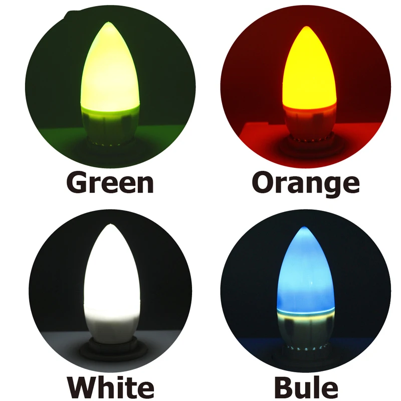 AS60-E14 LED Color Candle Tip Bulb, Color Candle Light